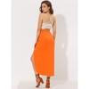 Allegra K Women's Split Ruched High Waist Summer Beach Maxi Skirts - 4 of 4