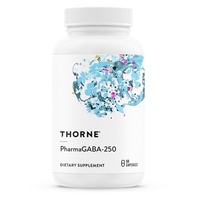 Thorne PharmaGABA-250 - GABA Supplement - 250 mg Natural Source Gamma-Aminobutyric Acid - 60 Capsules
