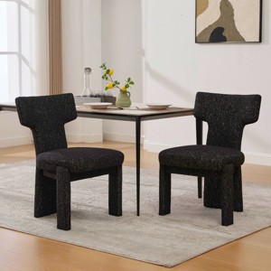Dining Chair Set of 2,Modern Chenille Upholstered Accent Chair with Rubberwood Legs,Curved Back Armless Dining Chair for Dining Room-Koiai - 1 of 4