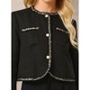 Hobemty Women's Elegant Tweed Long Sleeve Panel Trim Work Office Blazer - 4 of 4