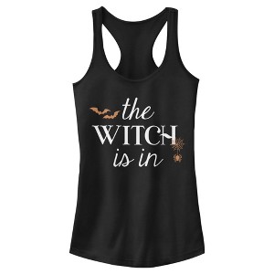 Juniors Womens Lost Gods Halloween The Witch Is In Racerback Tank Top - 1 of 4