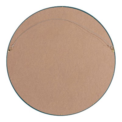 Travis Chic Teal Round Wooden Wall Mirror 24"