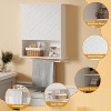 Bathroom Cabinet Wall Mounted - Wooden Medicine Cabinet with Tower Bar Over The Toilet Storage Cabinet with 2 Doors and Adjustable Shelf - 4 of 4