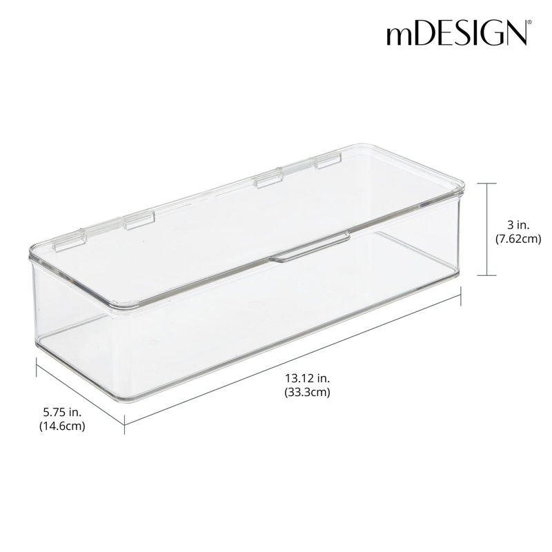 mDesign Plastic Home Office Storage Organizer Box with Hinged Lid, 3 of 9