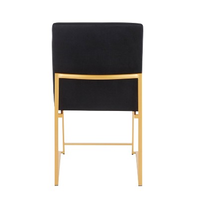 Fuji Black Velvet Upholstered High Back Side Chair with Gold Metal Frame