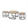 Coffee Table Set Of 3 With Metal Frame, Round Coffee Table & 2pcs Round End Table For Small Space Living Room Apartment - 2 of 4
