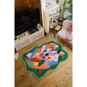 Lany Space Maggie Stephenson Unique Shaped Harmonia Community Green Rug - 1 of 4