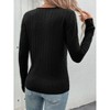 Women's Cable Knit v Neck Lightweight Soft Pullover Sweaters - 3 of 4