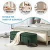 CAVINAS Oval Storage Ottoman Bench with Safety Hinge, Velvet Storage Bench with Padded Top, Multi-Functional Upholstered Bedroom End Bench - 3 of 4