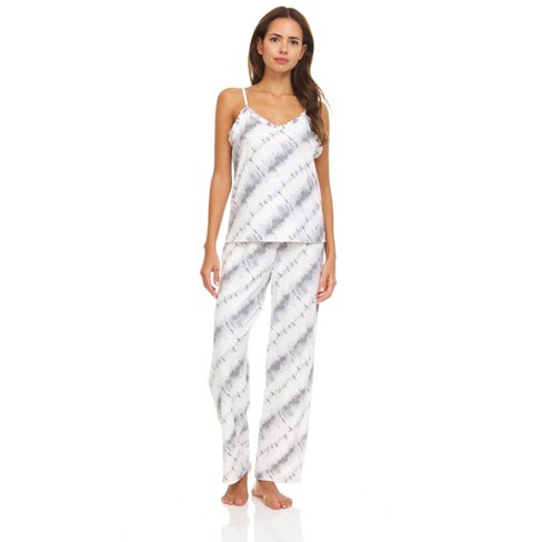 Cheibear Women's Pajama Party Satin Silky Summer Camisole Cami Pants Sets :  Target