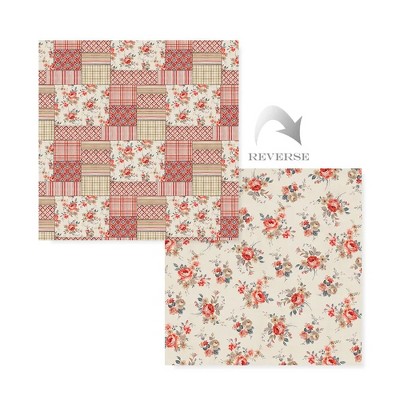Pink and Beige Cotton Twin Reversible Quilt Set