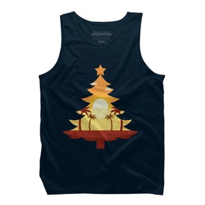 Men's Design By Humans Christmas in July Tree Sunset By destiny29 Tank Top - 1 of 3