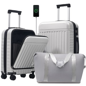 Kumasinova Hard-Shell Luggage,Set of 3,2 Expandable Suitcases with TSA Lock & Travel Bag,Front Opening Luggage with USB Ports,20"&24" - 1 of 4