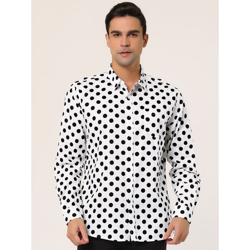 Lars Amadeus Men's Polka Dots Long Sleeves Dress Button Down Shirt, 3 of 7