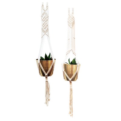 Transpac Cotton 38 in. Multicolor Spring Macrame Pot Holders Set of 2
