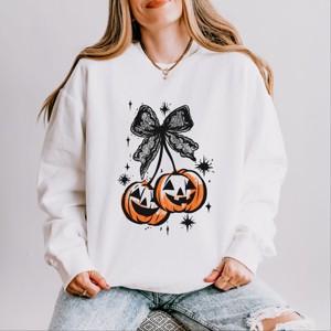 Coquette Pumpkin Cherries - Womens Lightweight Garment Dyed Sweatshirt - 1 of 2