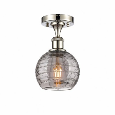 Athens Deco Swirl - 1 Light Semi-Flush Mount In Industrial Style-11 Inches Tall and 6 Inches Wide