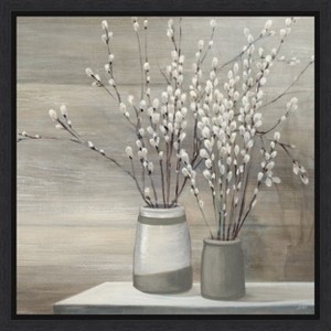 Amanti Art Willow Still Life Gray Pots Crop by Julia Purinton Framed Canvas Wall Art - 1 of 4