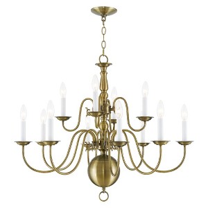 Livex Lighting Williamsburgh 12 - Light Chandelier in  Antique Brass - 1 of 4