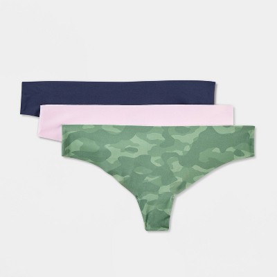 Women's 3pk Invisible Edge Thong Underwear - Wild Fable™
