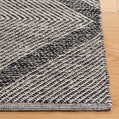 Handwoven Black Cotton Flatweave Runner Rug 27" x 13"