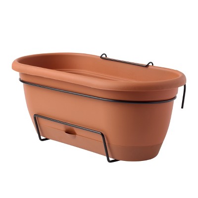 Bloem Lucca 18" Self-Watering Resin Balcony Box Planter with Metal Hanging Bracket