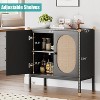 Rattan Weave Sideboard with 3 Adjustable Shelves - 80x40x83cm, Natural Rattan & MDF TV Console, Storage Cabinet for Living Room, Hallway - 4 of 4