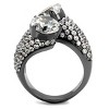 Slickblue Women's Fashion Ring, Dual Stone Ring, Light Black, Clear CZ Top, Accented Band, Stainless Steel, Sizes 5–10 - 3 of 4