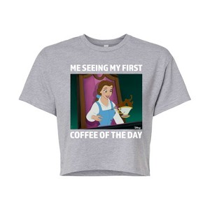 Women's - Disney - First Coffee Of The Day Cropped Graphic T-Shirt - 1 of 4