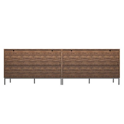 Farmhouse Dark Brown MDF 91" Sideboard Buffet with Adjustable Shelves