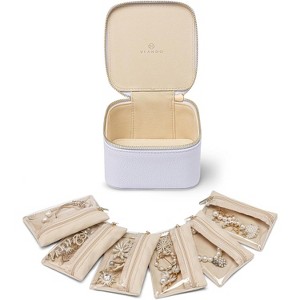 6-Piece Travel Jewelry Pouch Set, Clear Velvet Zipper Bags for Organized Storage, Gift for Women & Girls - 1 of 4