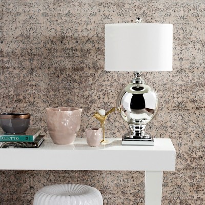 Icott Silver Mercury Glass Table Lamp with Cotton Shade
