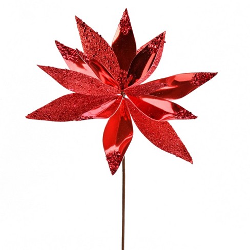 Vickerman 13 X 22 Red Shiny Poinsettia Glitter Spray 6/bag. These  Artificial Sprays Feature Shiny Petals With Glitter Accents. They Add The  Perfect : Target