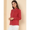 Allegra K Women's Printed Long Sleeve Piped Button Down Office Shirt - 4 of 4