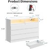 6 Drawer Double Dresser with Power Outlet, Accent Chests of Drawers with LED Light, Modern Storage Dresser with Charging Station - 2 of 4