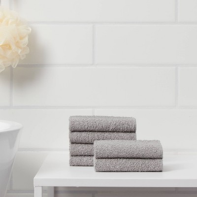 6pk Washcloth Gray - Room Essentials™