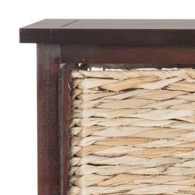 Cherry Pine 5-Drawer Wicker Basket Storage Tower