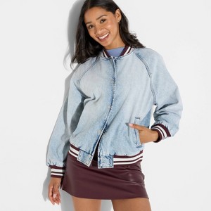 Women's Denim Varsity Jacket - Wild Fable™ - 1 of 3