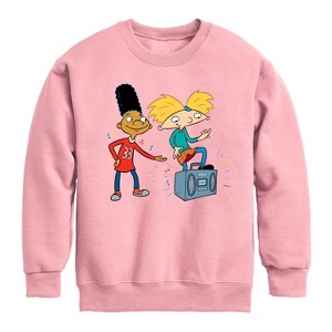 Boys' - Hey Arnold! - Ha Air Guitar Graphic Long Sleeve Fleece Sweatshirt - 1 of 4