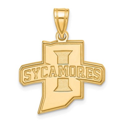 Black Bow Jewelry 14k Yellow Gold Indiana State Sycamores NCAA Large Pendant