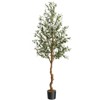 YESFASHION Artificial Olive Tree, Tall Faux Silk Olive Trees for Home Office Living Room Decor, Indoor Fake Potted Tree with Natural Wood Trunk - 4 of 4
