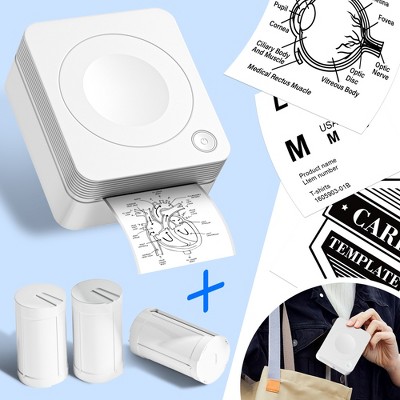 FLEXYVA Sticker Printer, PM230 Mini Printer Bluetooth Portabel Sticker Maker with 3 Rolls Paper, Mini Printer for Phone & Tablet