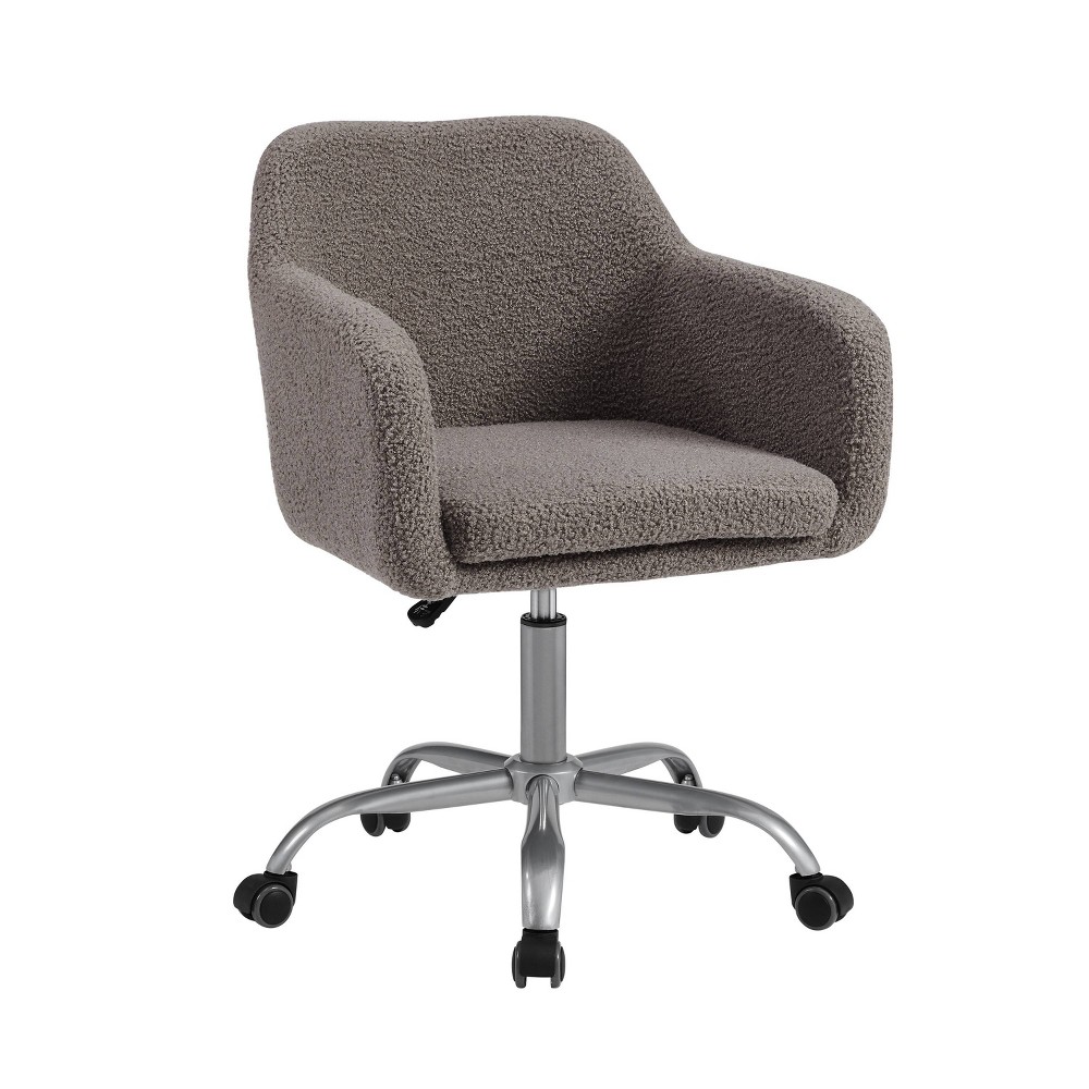 Rylen Modern Swivel Office Desk Chair Gray - Linon: Adjustable, Ergonomic with Chrome-Plated Steel Legs
