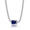 Guili Sterling Silver Silver Plated Solitaire Necklace with Emerald Green or Blue Sapphire Cubic Zirconia Offers Rich Color and Elegant Sparkle - 2 of 4