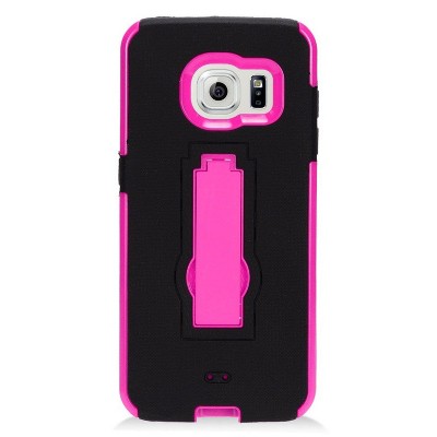 Insten Symbiosis Skin Hybrid Rubber Hard Stand Case For Samsung Galaxy S7 Edge - Black/Hot Pink by Eagle