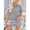 Women's Short Sleeve Knit Cardigan Classic-Fit Ribbed Button Up Sweater - 3 of 4