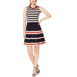 Anne Klein Womens Multi Striped Fit & Flare Dress - 1 of 1