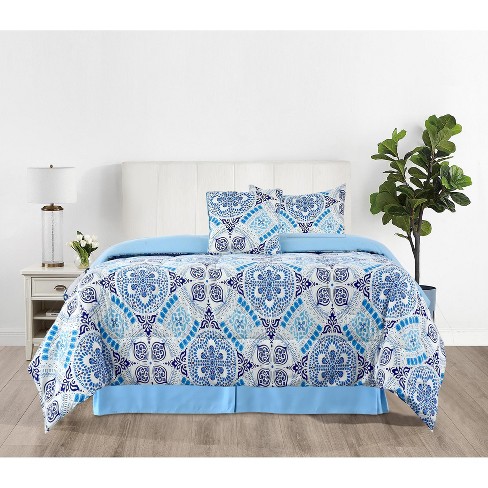 Peace Nest Lightweight Reversible Microfiber Down Alternative Comforter Set, Blue, Twin