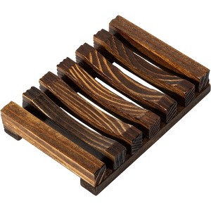 Aoibox Natural Wooden Soap Dish Soap Saver Holder for Bathroom, Biodegradable, Zero Waste, Plastic Free, Charcoal Color - 1 of 4