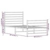 vidaXL White Single Bed Frame with Metal Slats and Extra Storage, Durable Powder-Coated Steel Construction - 3 of 4